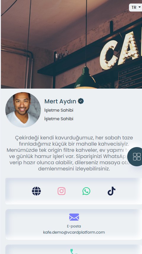 Örnek dijital kartvizit — Köklüce Demo Kafe