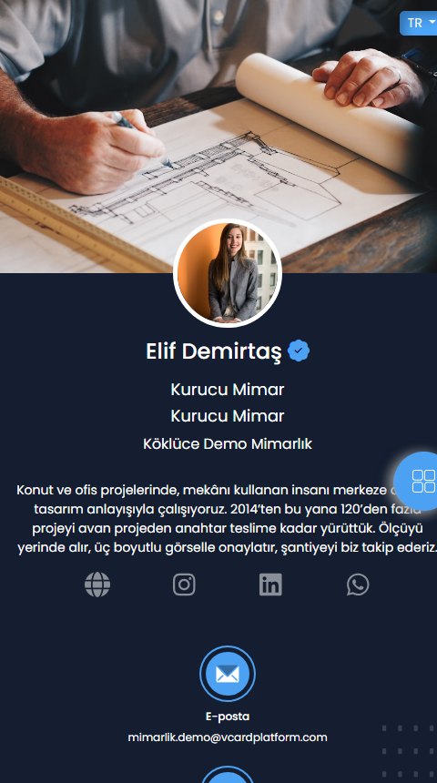 Köklüce Demo Mimarlık dijital kartvizit örneği